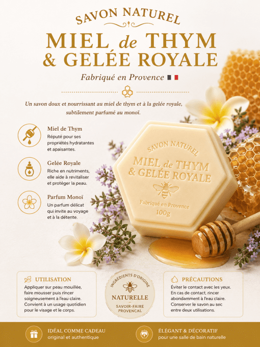 Savon au miel de Thym et Gelée Royale 100 g