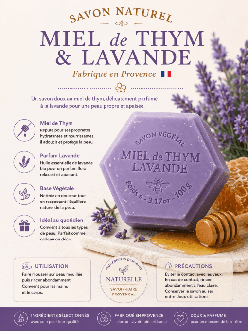 Savon au miel de Thym et Lavande 100 g