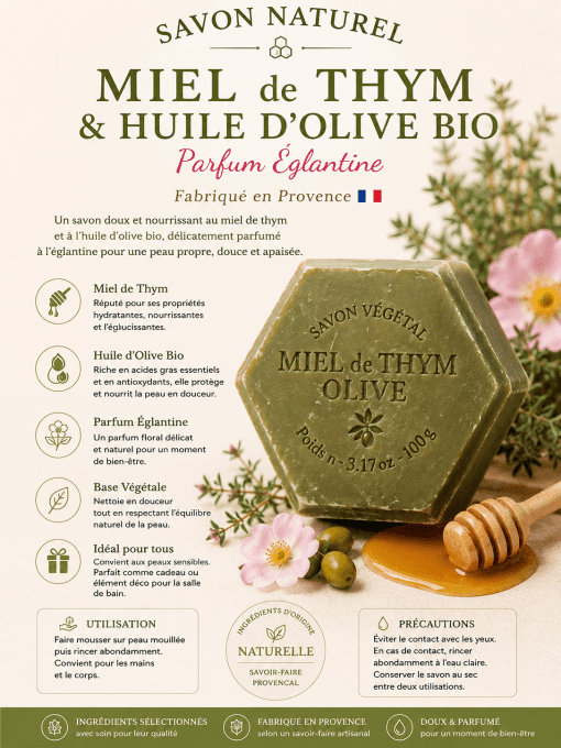 Savon au miel de Thym et Huile d'Olive 100 g